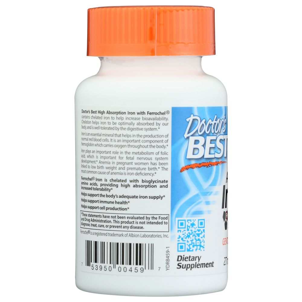 DOCTOR'S BEST: High Absorb Iron |120 Tablets |Optimal Iron Absorption