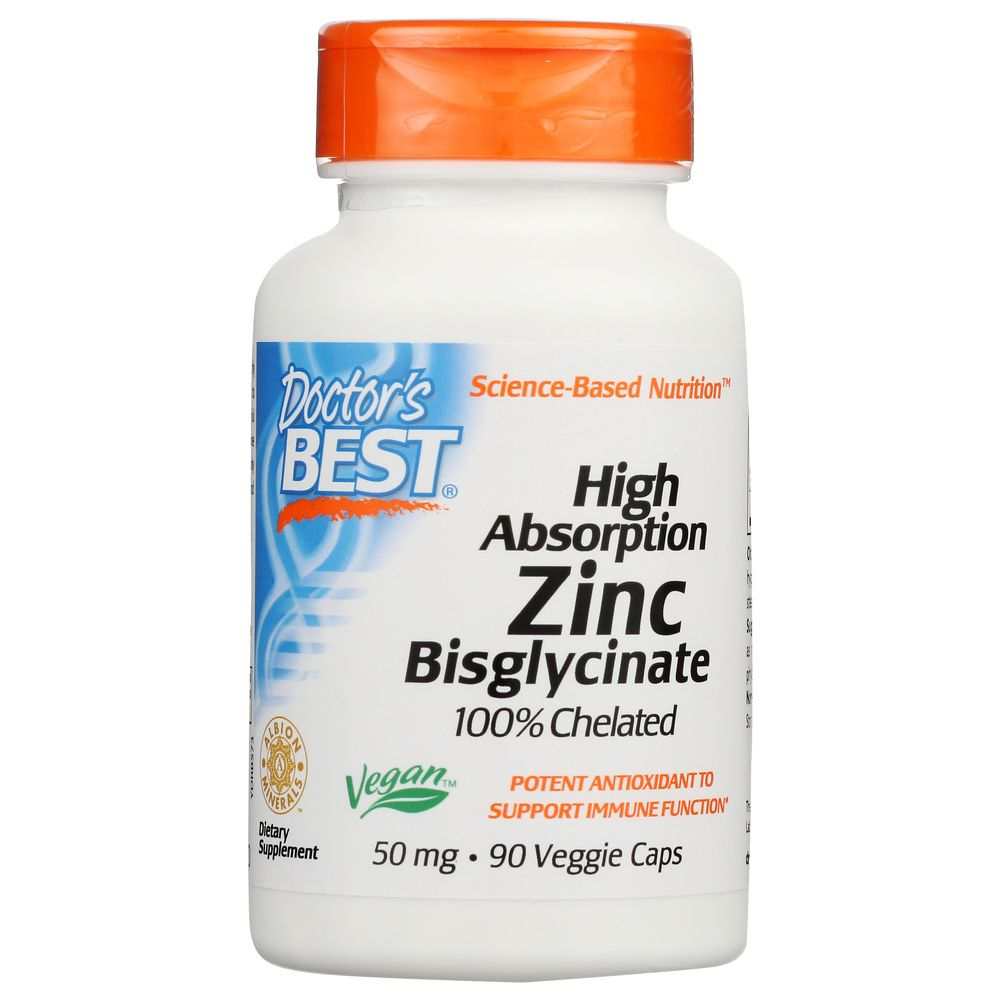 DOCTOR'S BEST: High Absorption Zinc Bisglycinate 50Mg, 90 vc