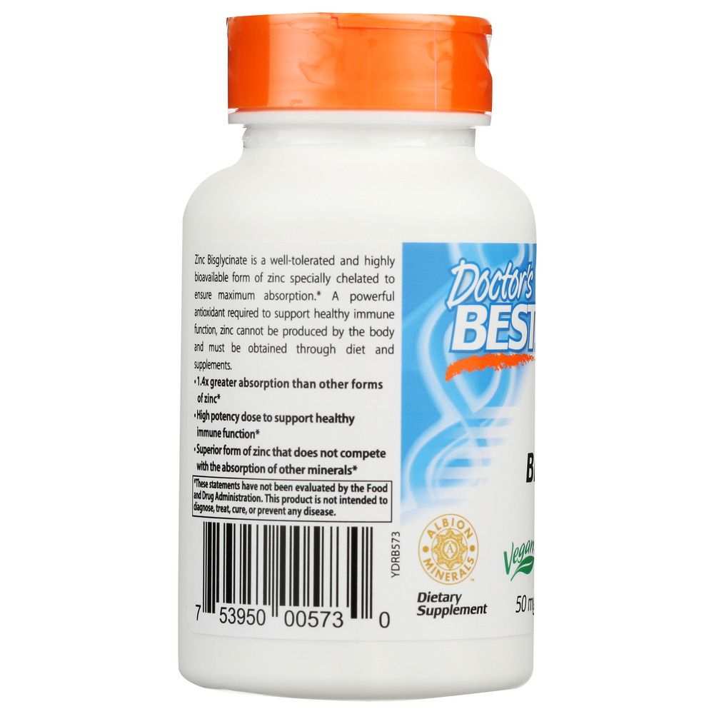 DOCTOR'S BEST: High Absorption Zinc Bisglycinate 50Mg, 90 vc
