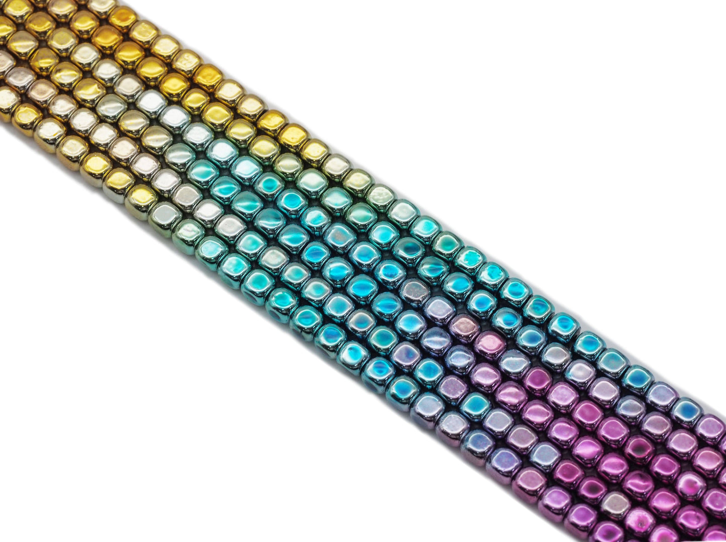 Rainbow Natural Hematite Smooth Cube Beads Sku#S145/S139