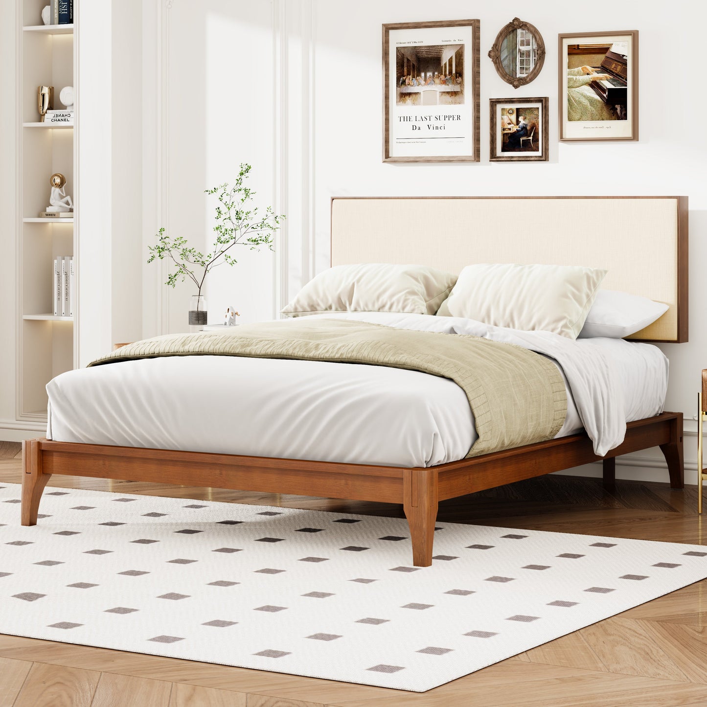 King Size Solid Dry Bamboo Wood 12 Inch Platform Bed