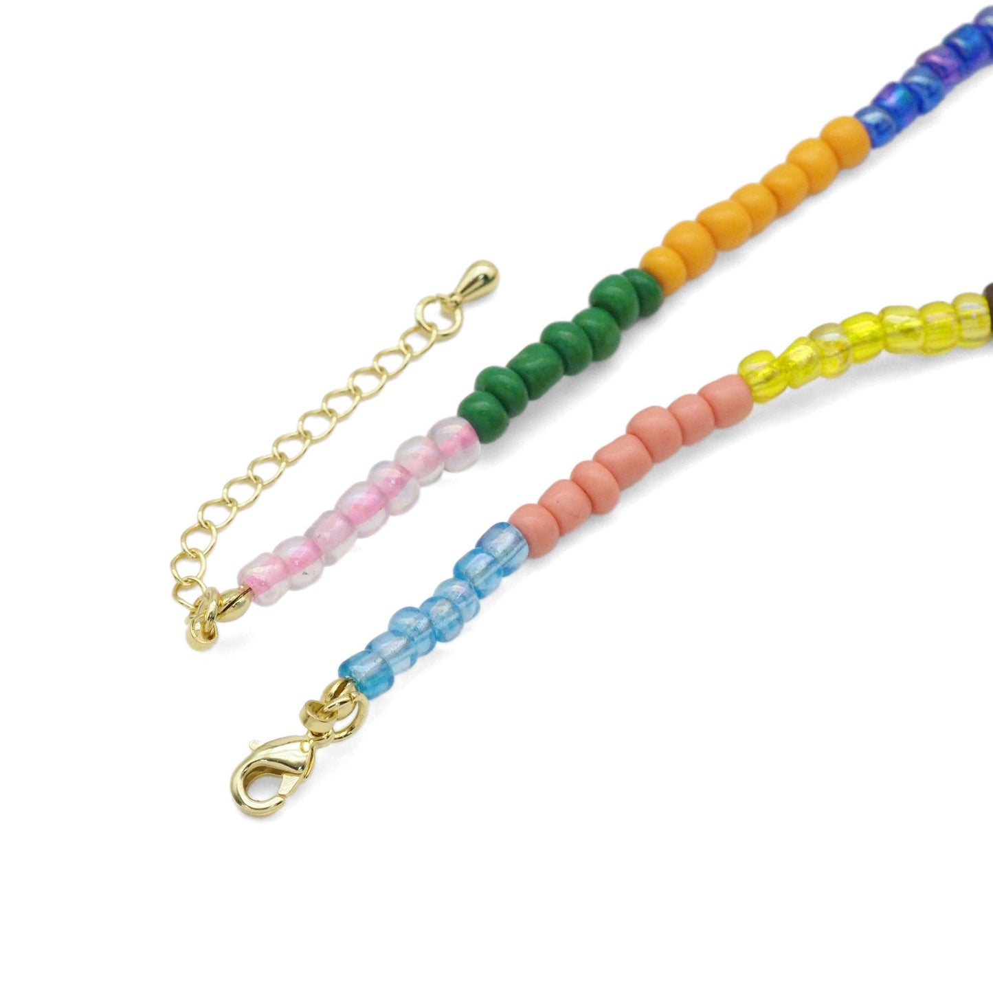 Colorful Beaded Necklace With Pearl Pendant, Sku#EF518
