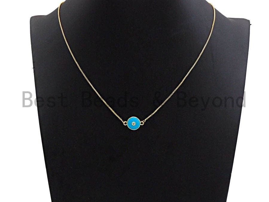 Pave CZ Turquoise Enamel Round Eye Charms Connector, Enamel Connector,Round Enamel, Oil Drop jewelry Findings, 18x12mm,sku#Z390