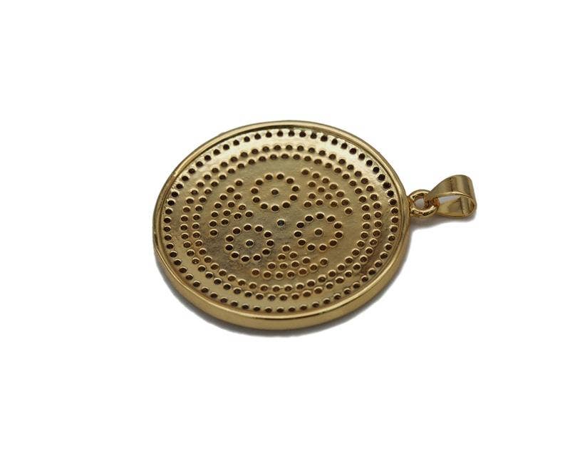 Colorful CZ Round Coin Charm, Sku#LK608