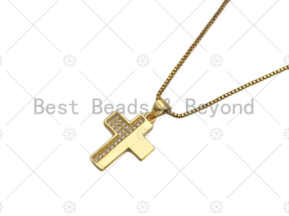 CZ Micro Pave Cresent Moon/Cross Shape Pendant/Charm,Half CZ Medallion Charm, Necklace Bracelet Charm Pendant,13x20/15x21mm, Sku#LK246