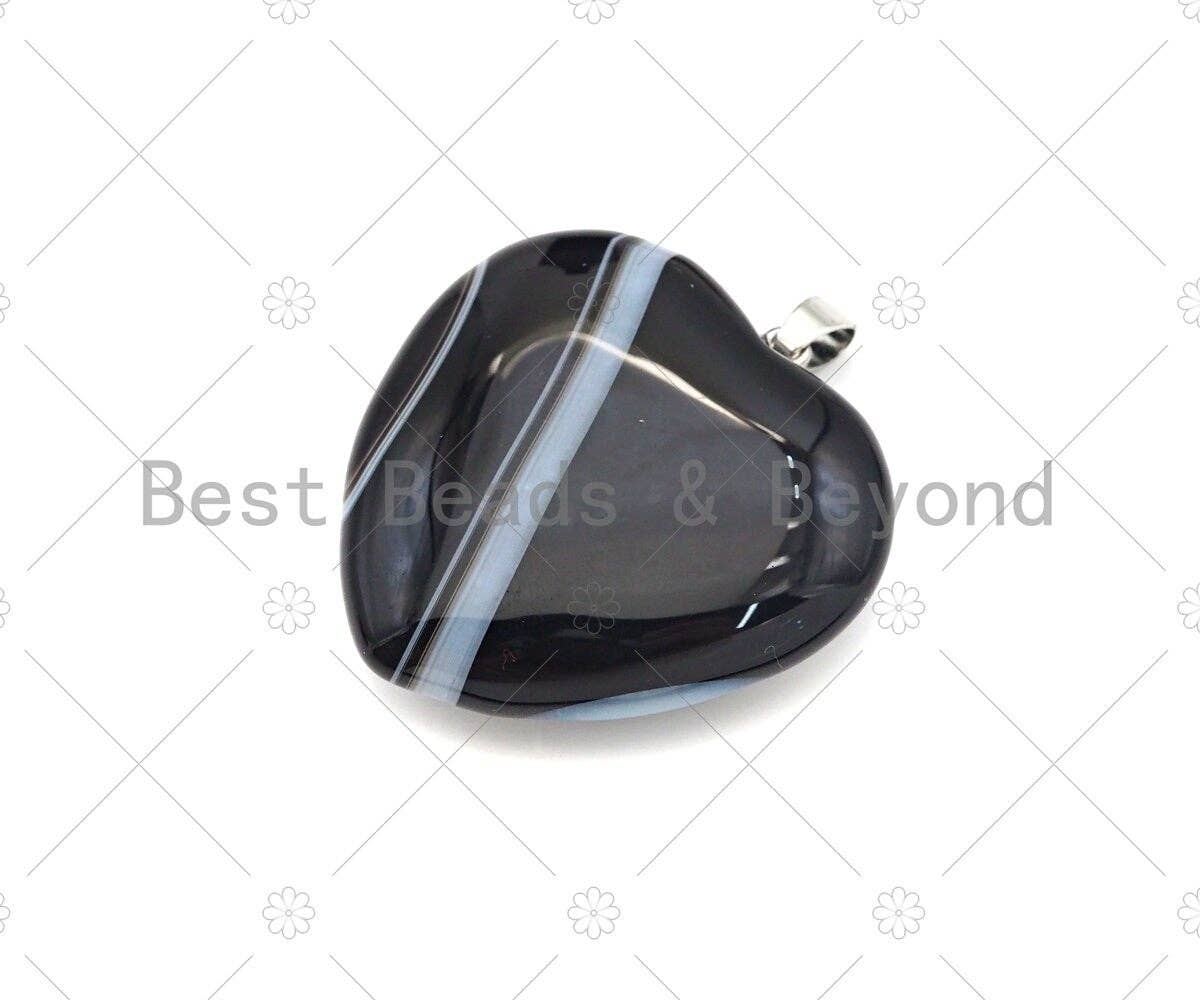 High Quality Natural Druzy Agate/Tiger Eye/Banded Agate Heart Pendant, Necklace Pendant, 40mm,Sku#YK17