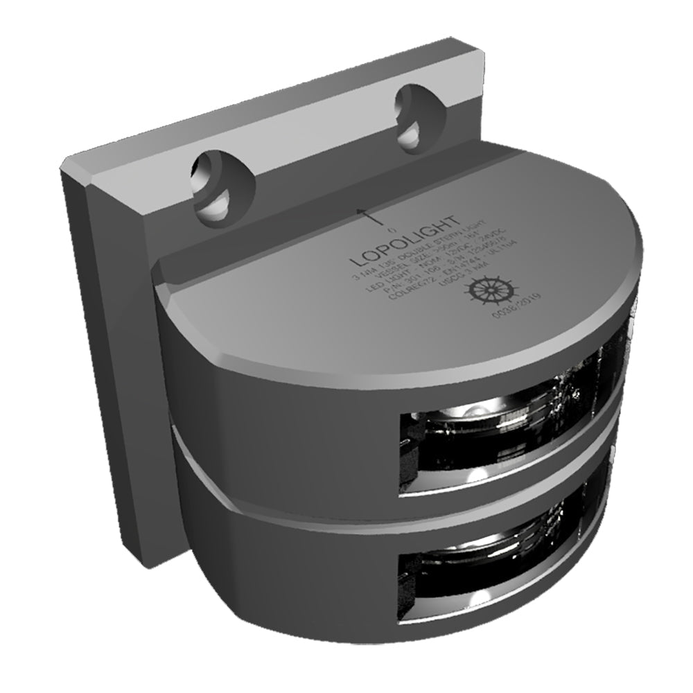 Lopolight Series 301-106 - Double Stacked Stern Light - 3NM - Vertical Mount -White - Silver Housing  [301-106ST]