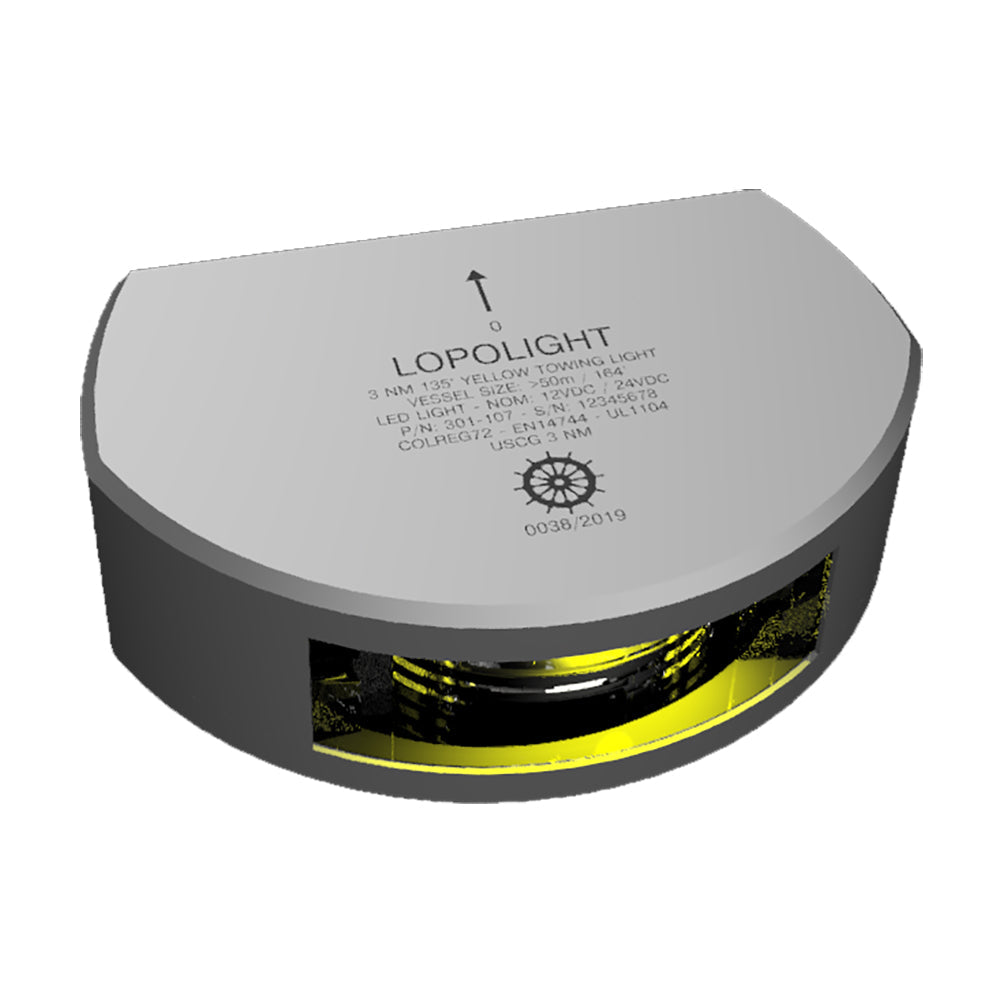 Lopolight Series 301-107 - Stern Towing Light - 3NM - Vertical Mount - Amber - Silver Housing  [301-107]