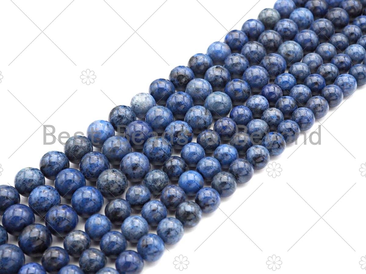 High Quality Natural Dumortierite Round smooth Beads, Navy Blue Genuine Beads, 6mm/8mm/10mm/12mm, 15.5'' Full Strand,Sku#U1085c