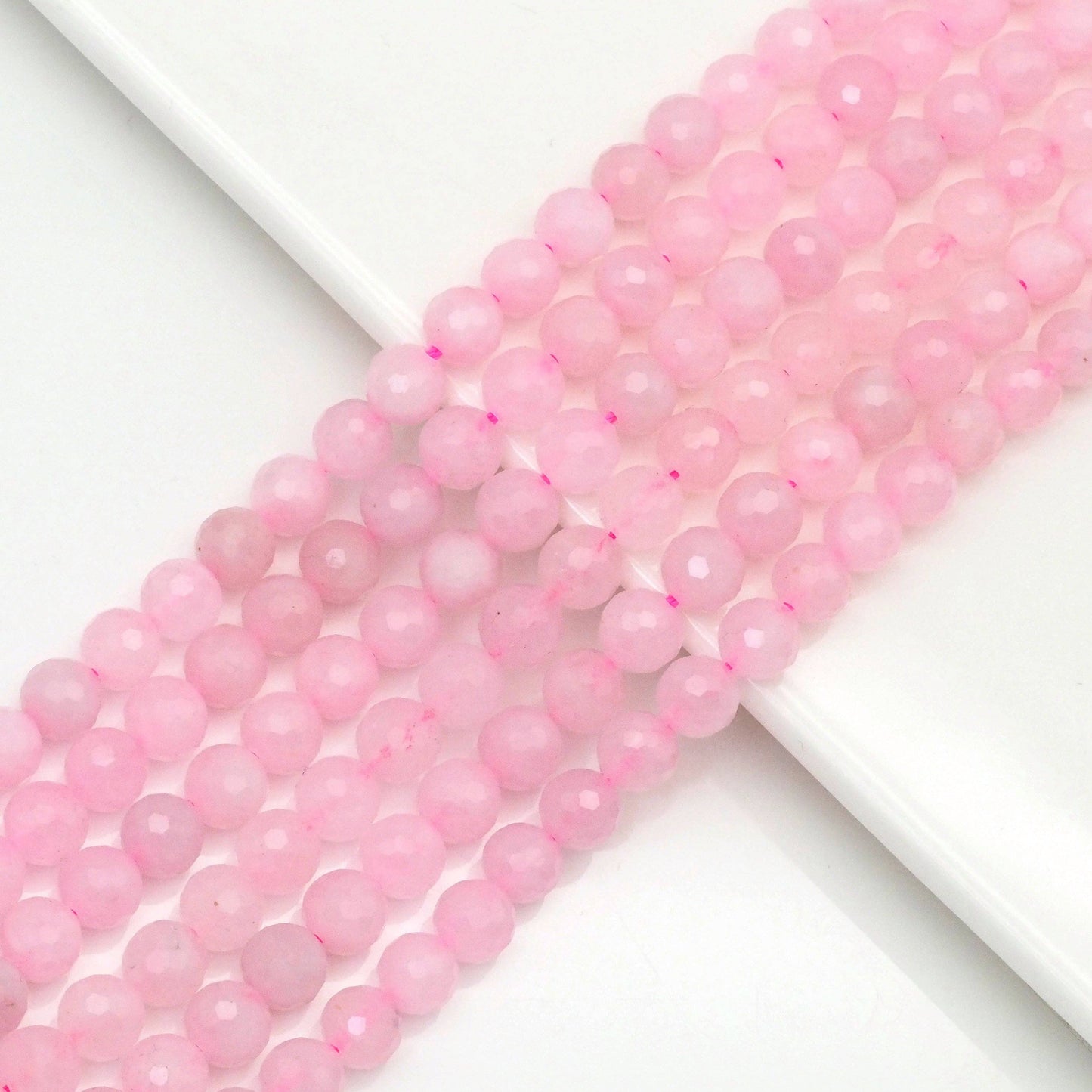 Genuine Madagascar Rose Quartz Round Faceted Beads, Sku#U172