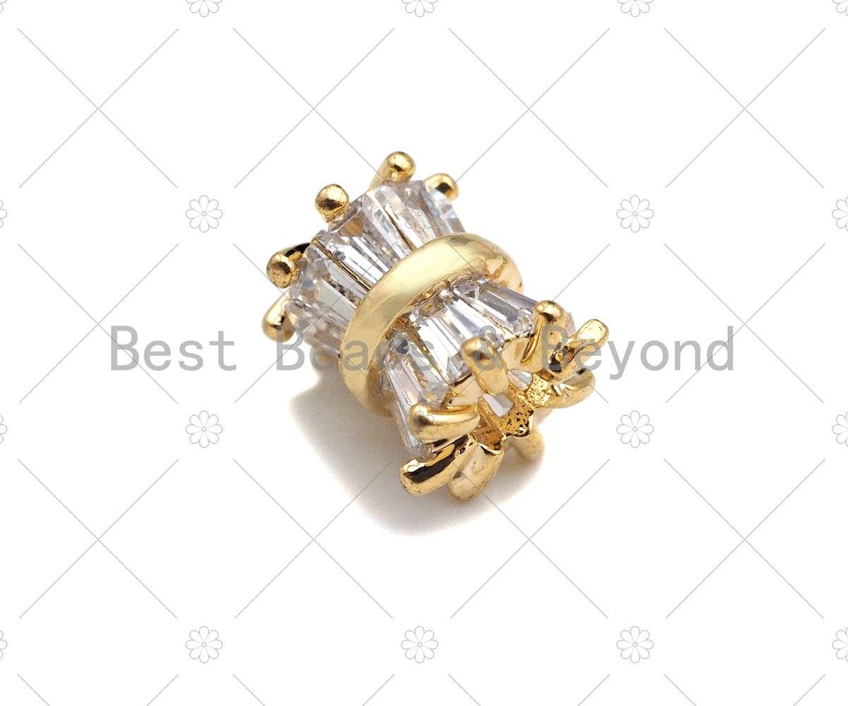 Gold Filled CZ Micro Pave Drum Shape Spcer Beads,8x7mm, Sku#ZX26