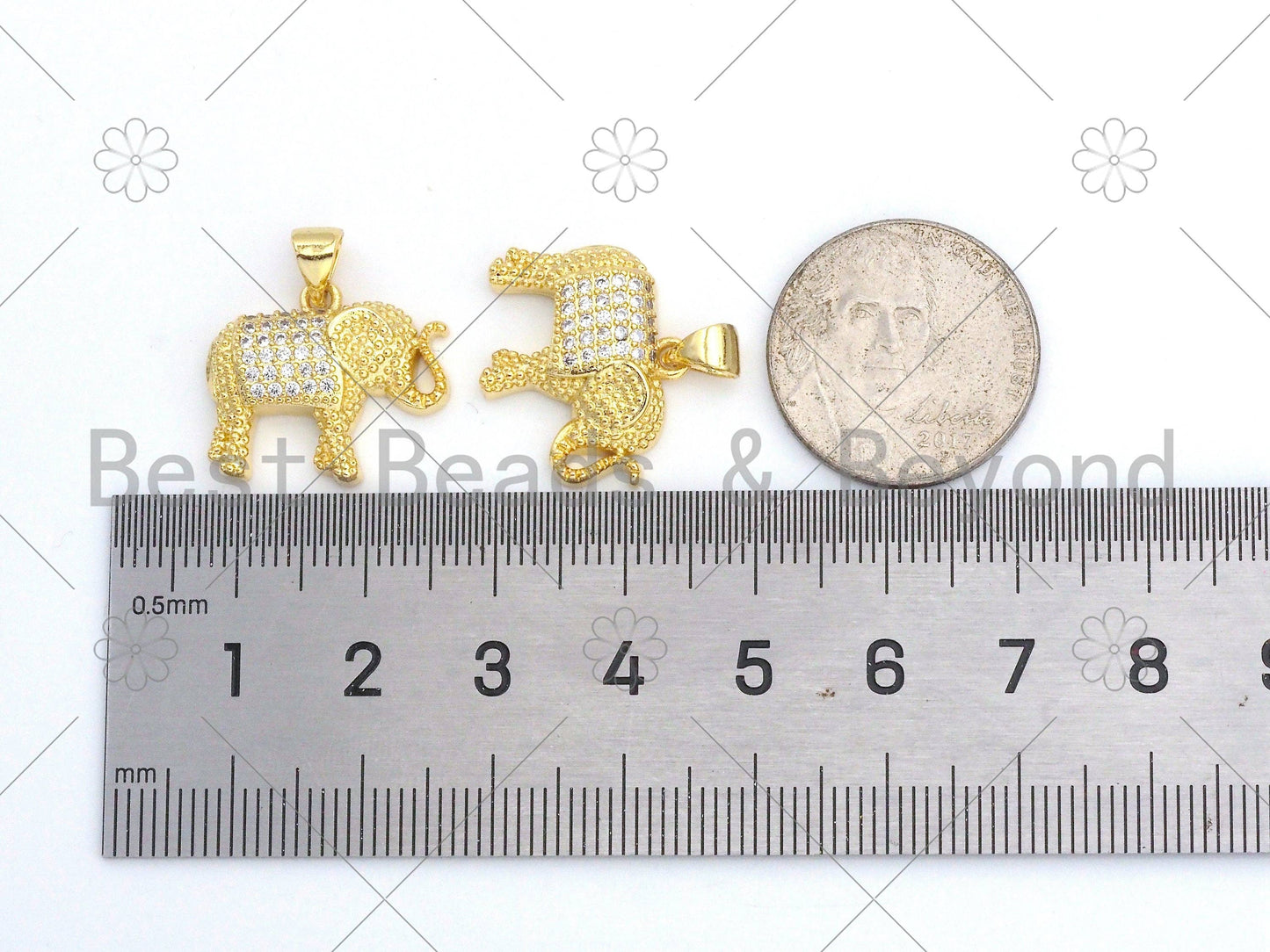 CZ Micro Pave Elephant Shape Pendant/Charm,18K Gold Filled Elephant Charm, Necklace Bracelet Charm Pendant,19x17mm,Sku#LK377