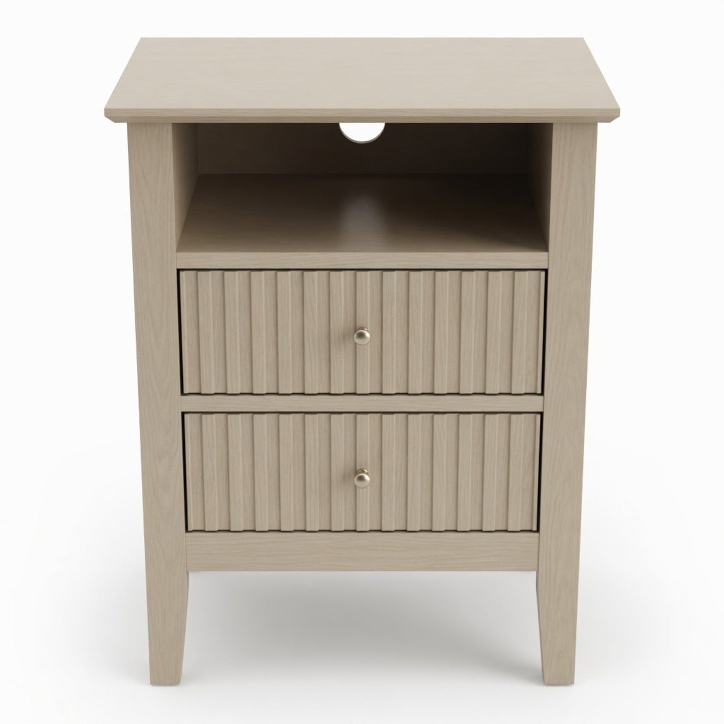 18" Fluted 2-Drawer Nightstand Set of 2, Modern