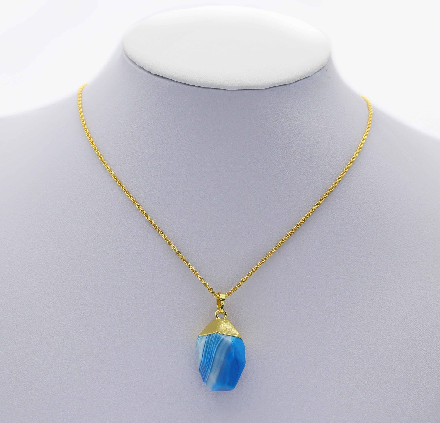 Gold Colorful Banded Agate Pendant, Sku#LY01