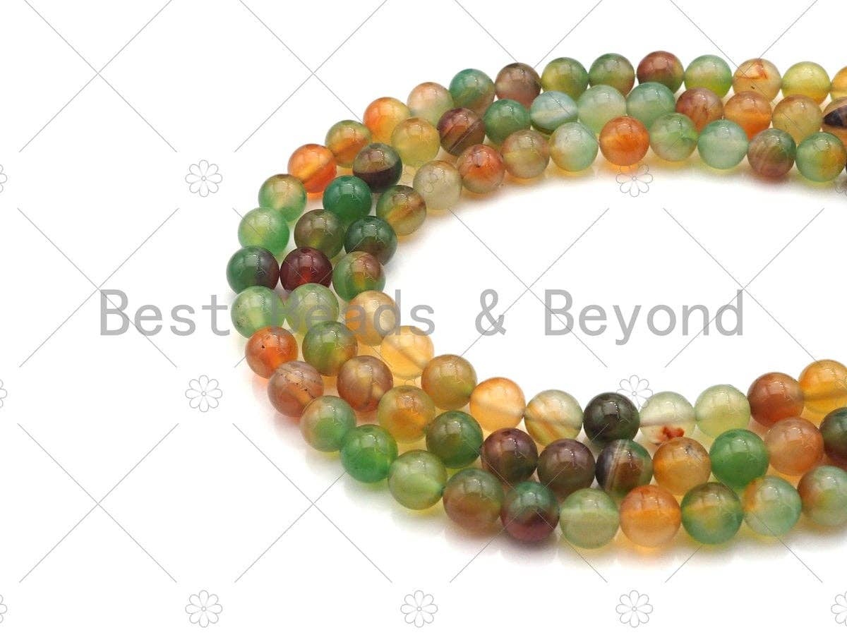 Multicolor Agate Round Smooth Beads, Sku#UA111
