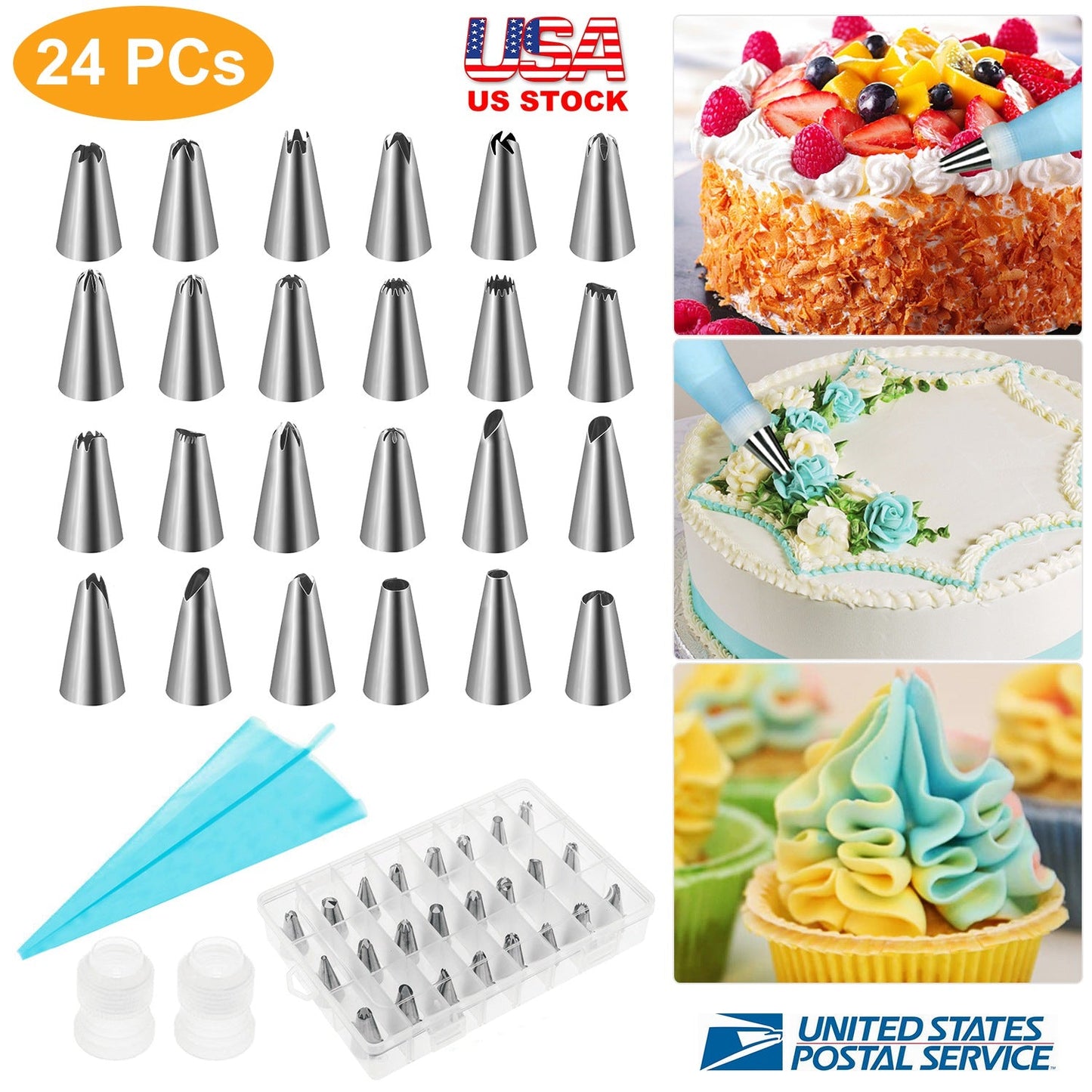 Cake Decorating Kit with 24 Tips, Bags & Case