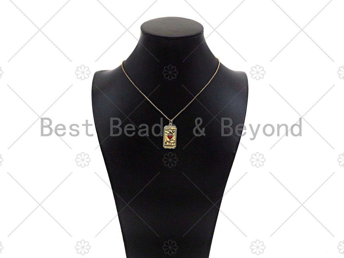 18K Gold Filled Two Hands with Red Enamel Heart Shape Pendant, Gold Filled Medallion Charm, Necklace Bracelet Charm,14x28mm,Sku#Z1343