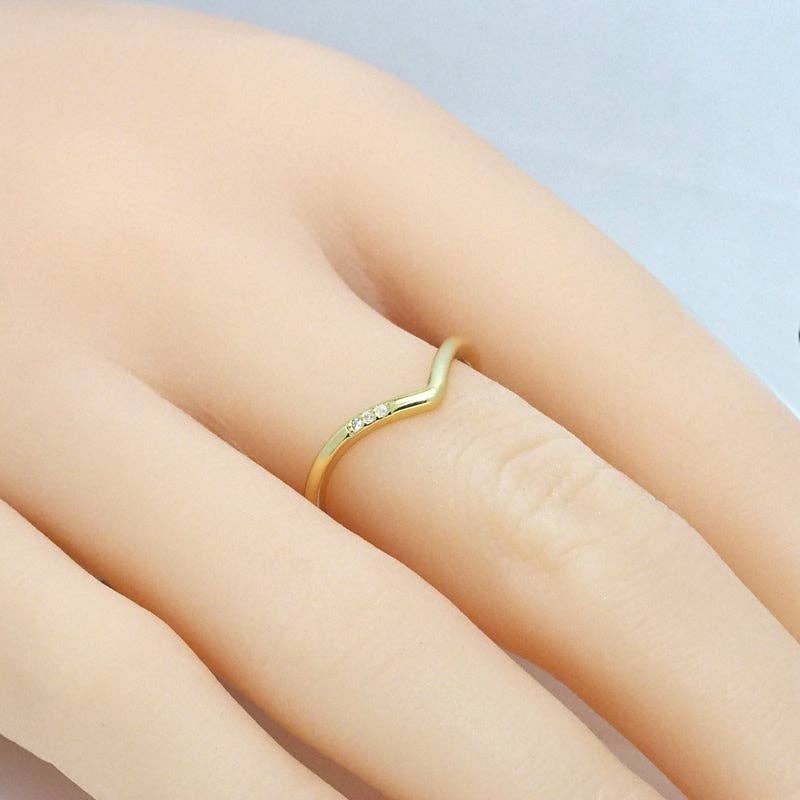 Gold CZ Thin Heart Adjustable Ring, Sku#LK810