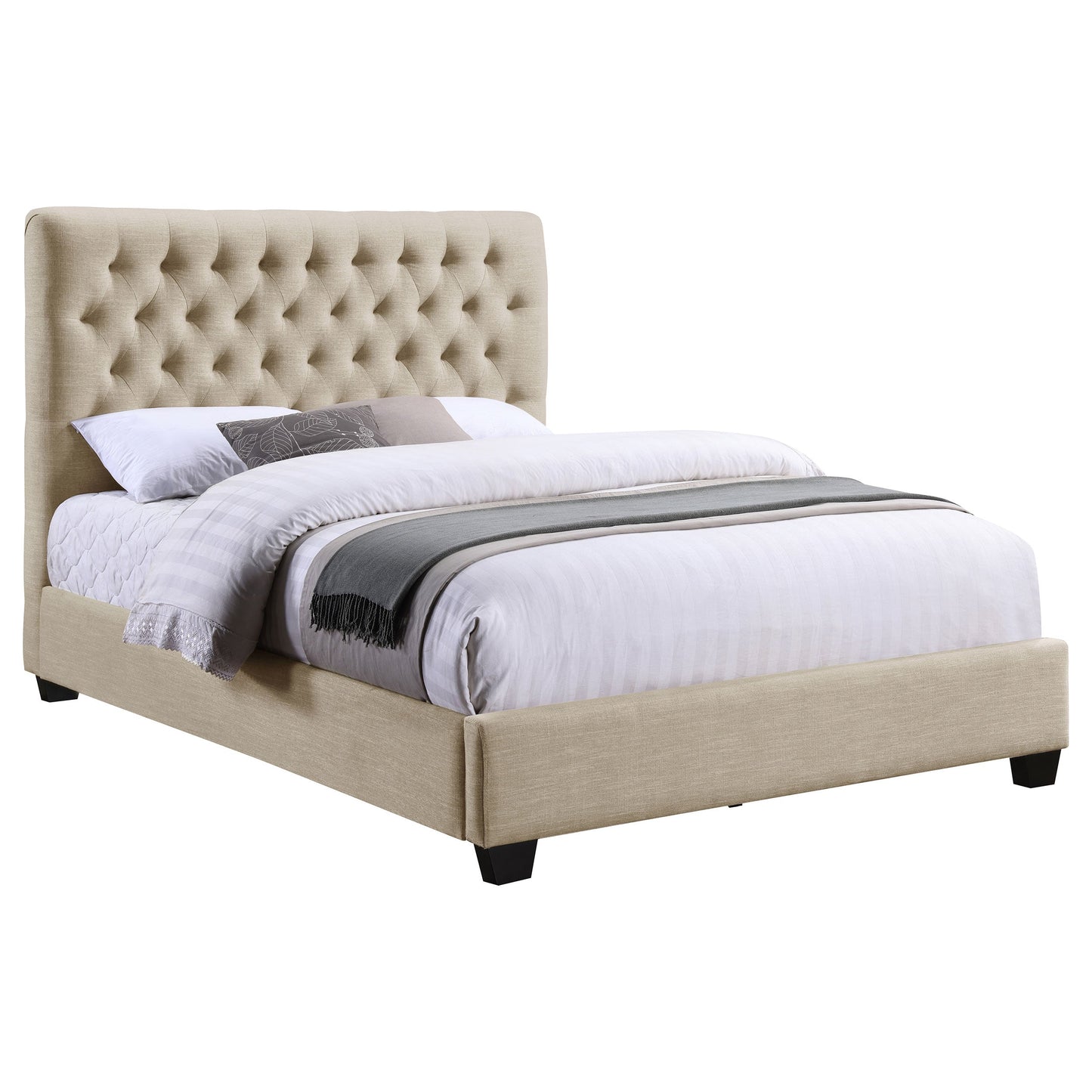 Saintes Tufted Upholstered Full Wingback Bed