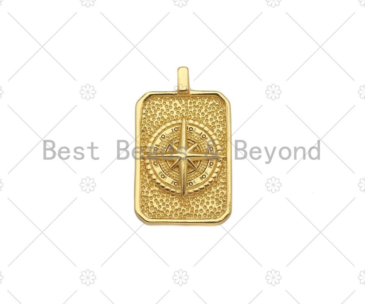 18k Dainty Gold North Star On Rectangle Shape Pendant,Gold Medallion Charm,Necklace Bracelet Charm Pendant,16x26mm,Sku#LK289