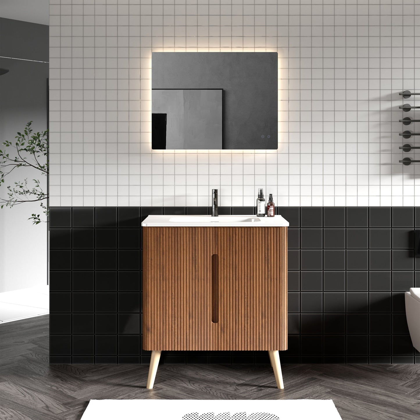 Etna 30"F Striped Bathroom Vanity