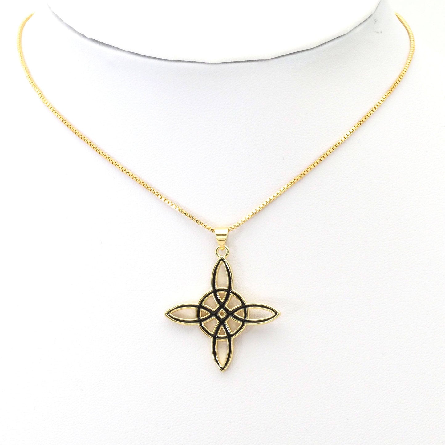 Black white enamel Chinese Knot Flower Charm, Sku#LK822
