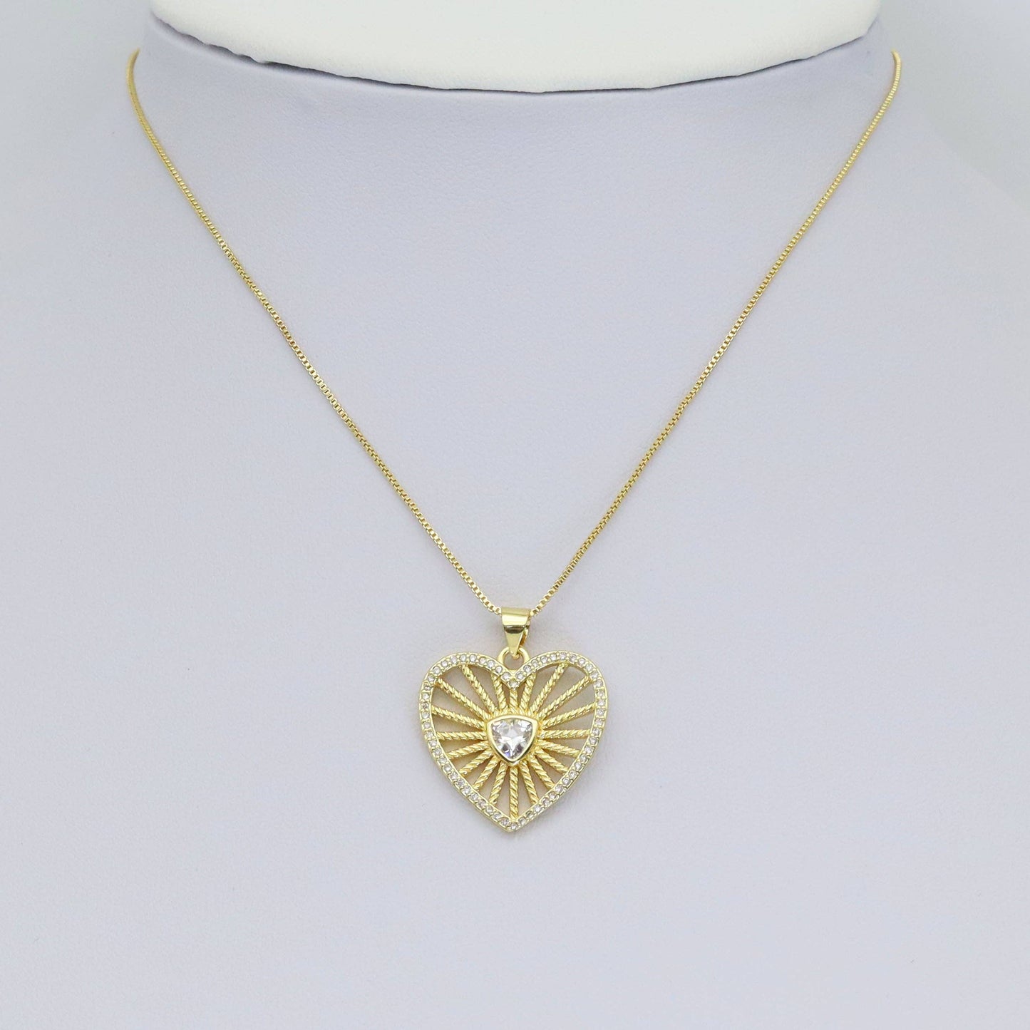 CZ Triangle Center Heart Charm, Sku#LK934