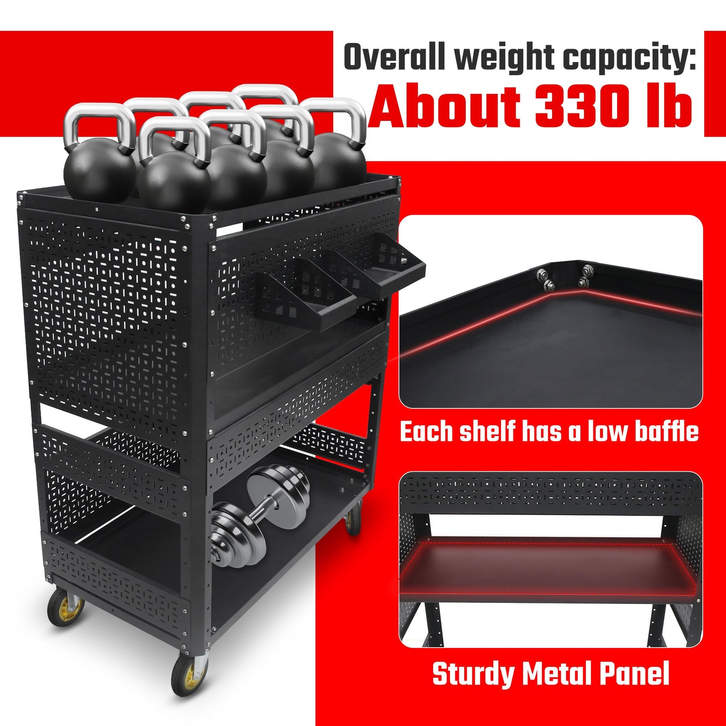 3-Tier DIY Detachable Utility Cart Storage Tool Cart