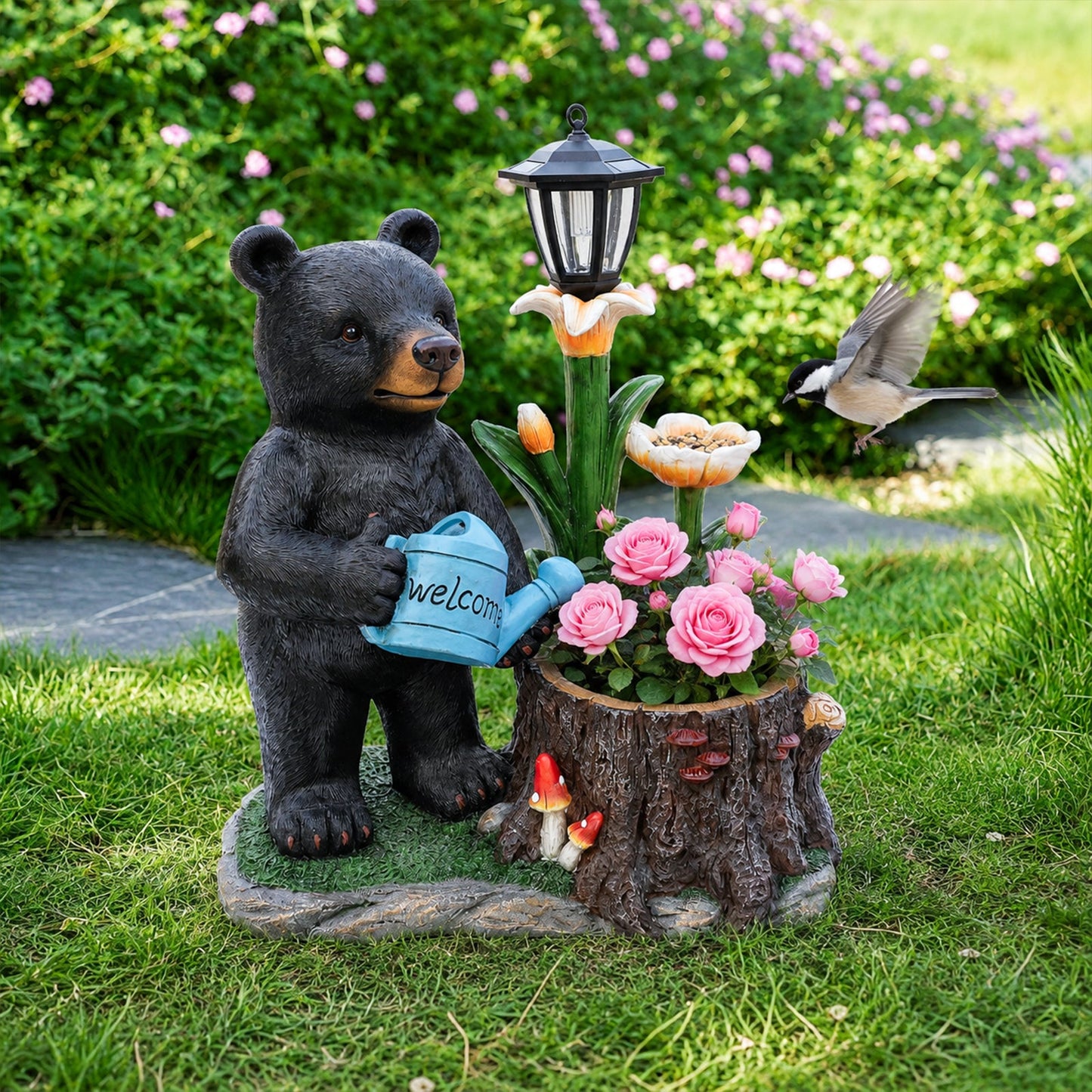 Standing Bear Figure with Planter