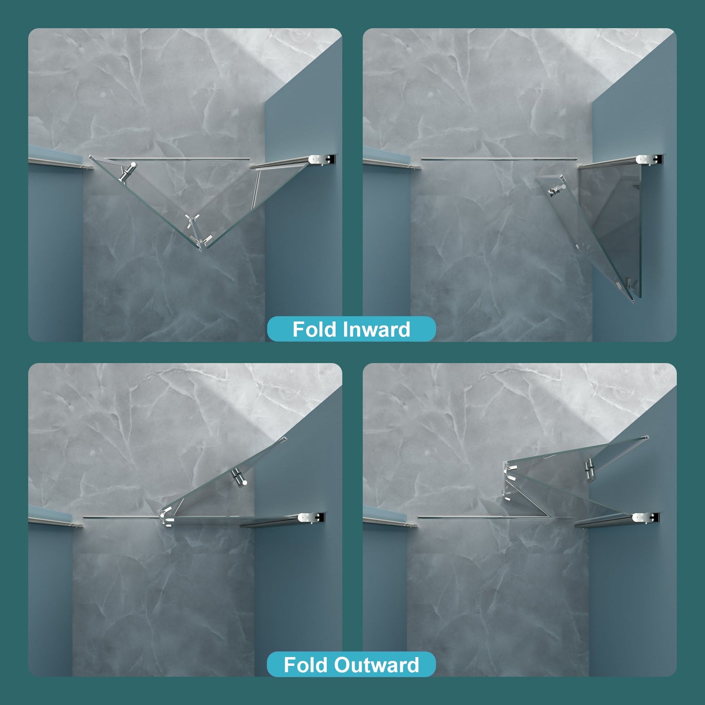 34"W x 72"H Frameless Shower Door with Tempered Glass
