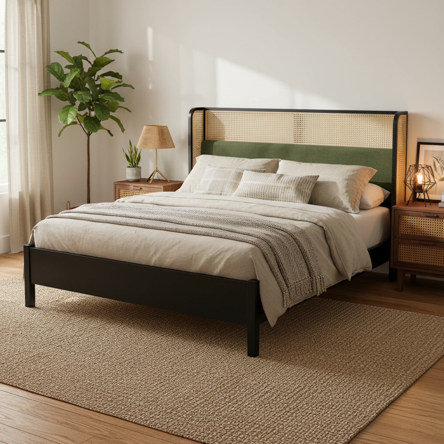 King Size Bed Frame in Black and Green
