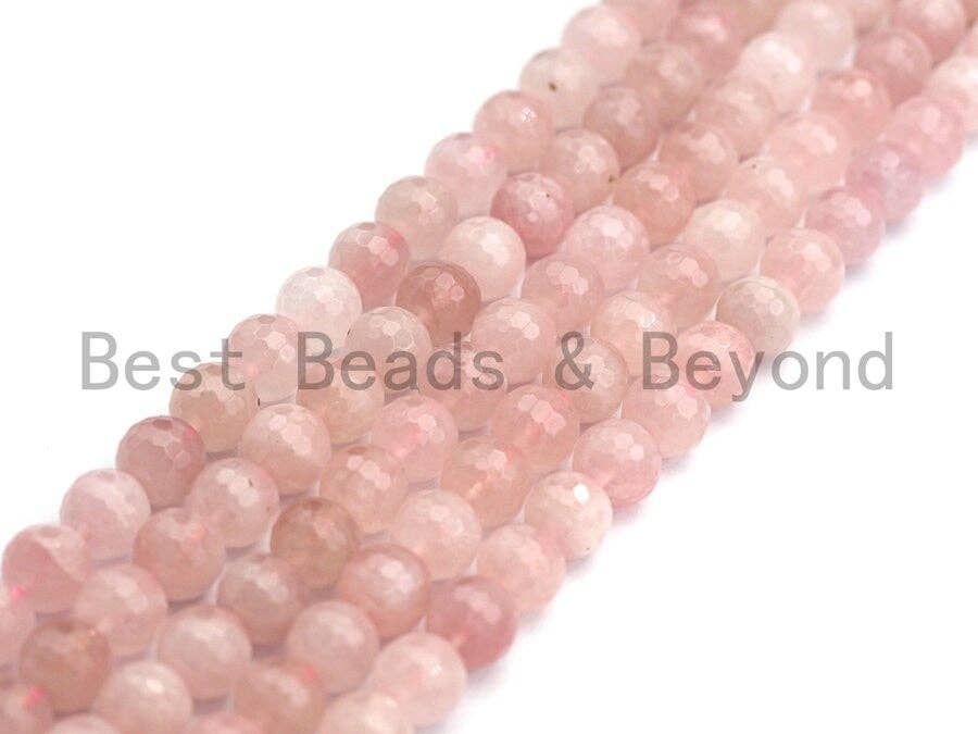 Quality Natural Faceted Rose Quartz, 6mm/8mm/10mm/12mm Round Faceted Rose Quartz, Natural Gemstone Beads, sku#U477