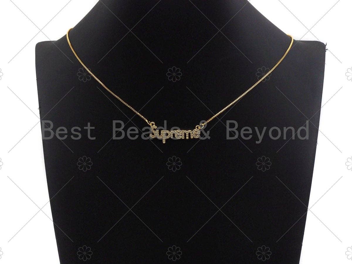 Gold Bracelet/Necklace Connector, Dainty Superme Charms, Alphabet Pendant, Gold Charm, Gold Pendant, Necklace Charms, 14x34mm, Sku#LK98