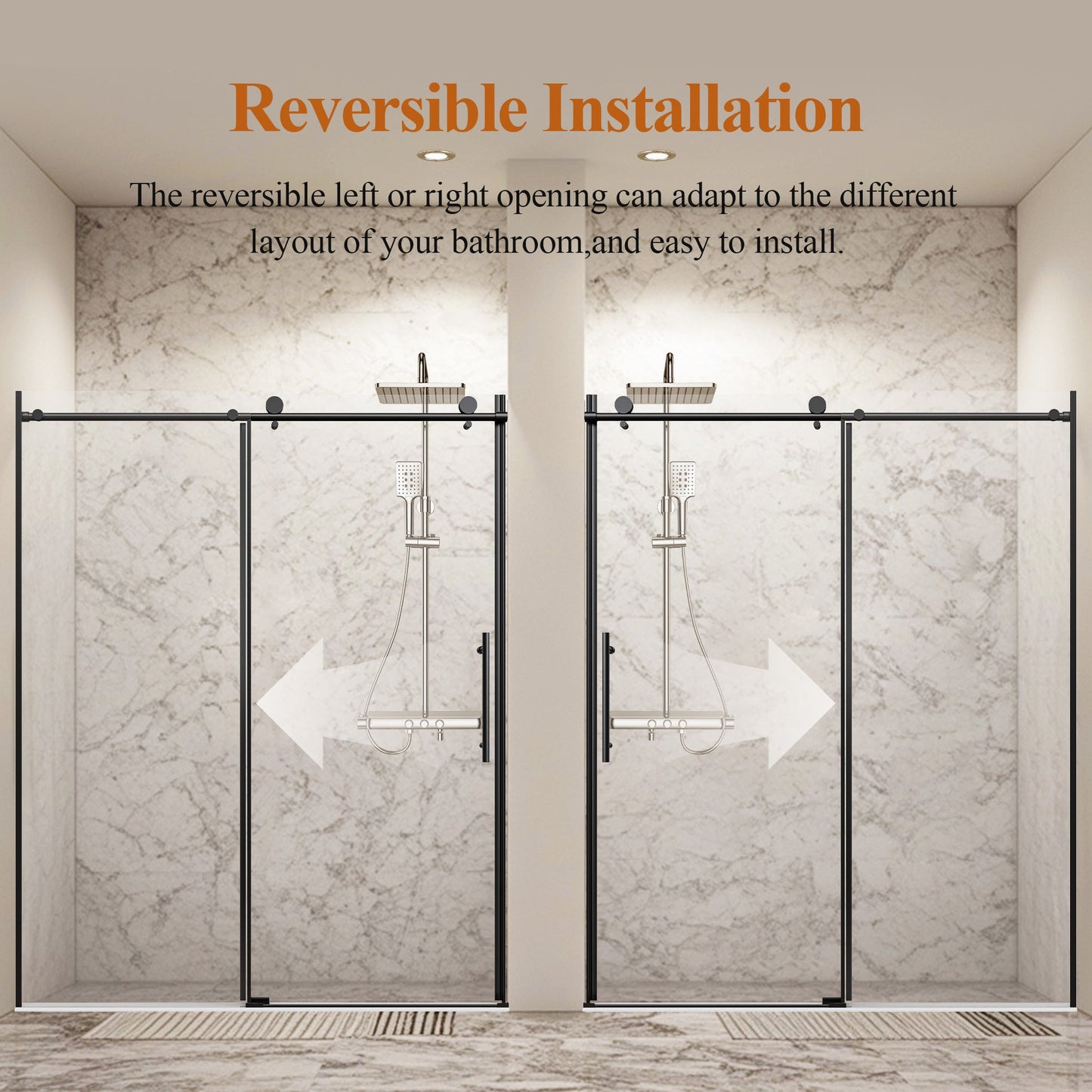 Frameless Stainless Steel Round Tube Single Sliding Shower Door