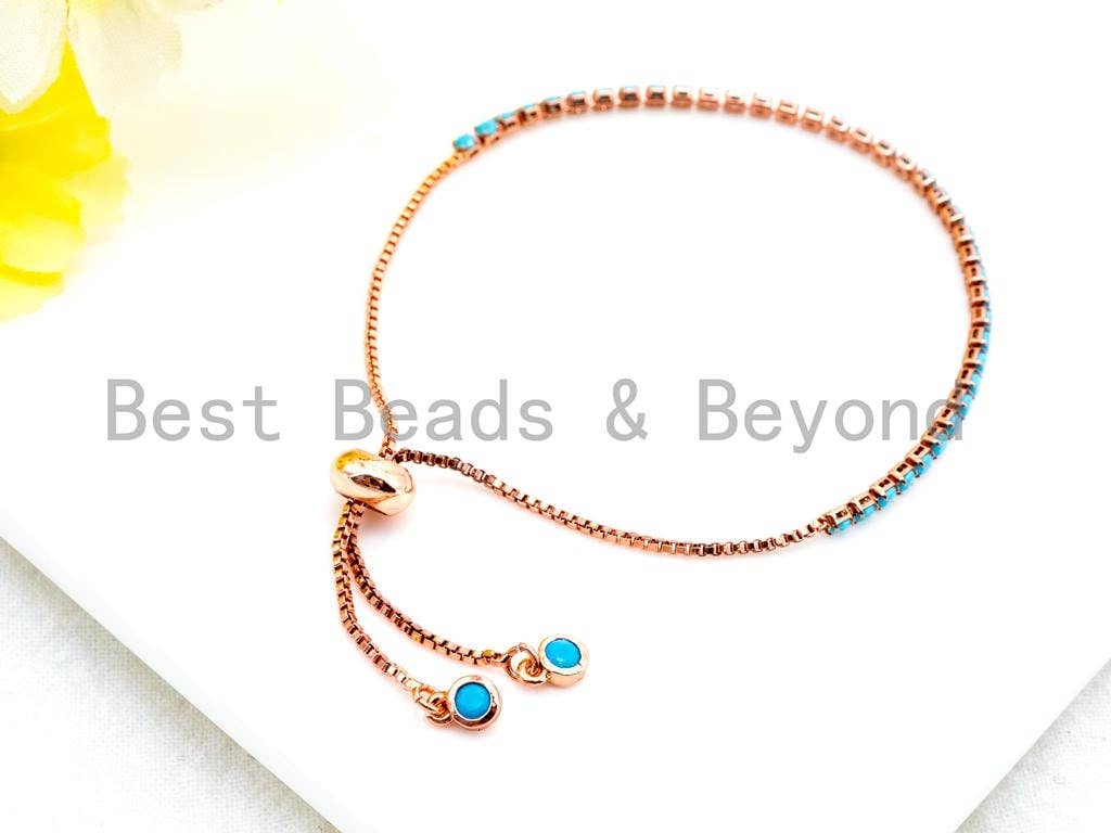NEW Style Adjustable Bracelet, CZ Pave Turquoise Stud Bracelet Gold/Silver/Rose Gold/Gunmetal, Bridal Bracelet Jewelry,,SKU#P48C