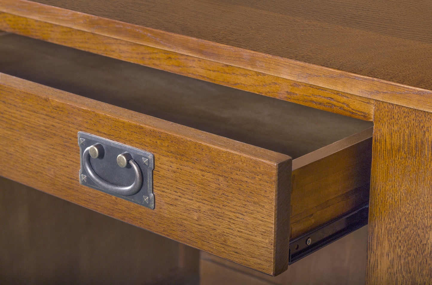 Mission Quarter Sawn Oak 5 Drawer Library Desk