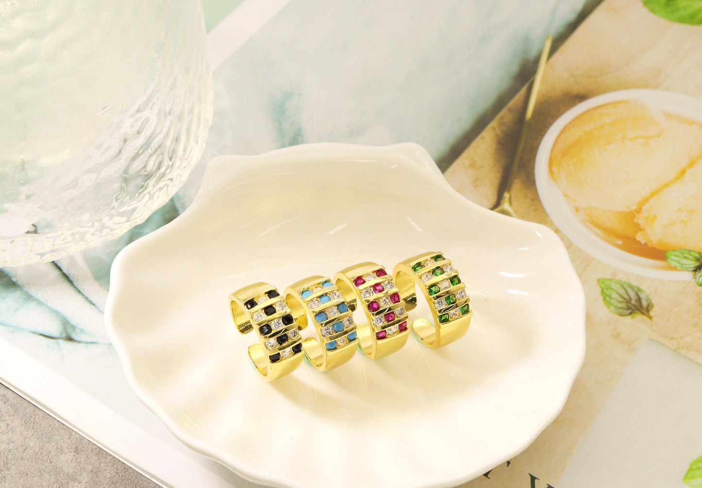 Colorful CZ Band Ring, Sku#B147