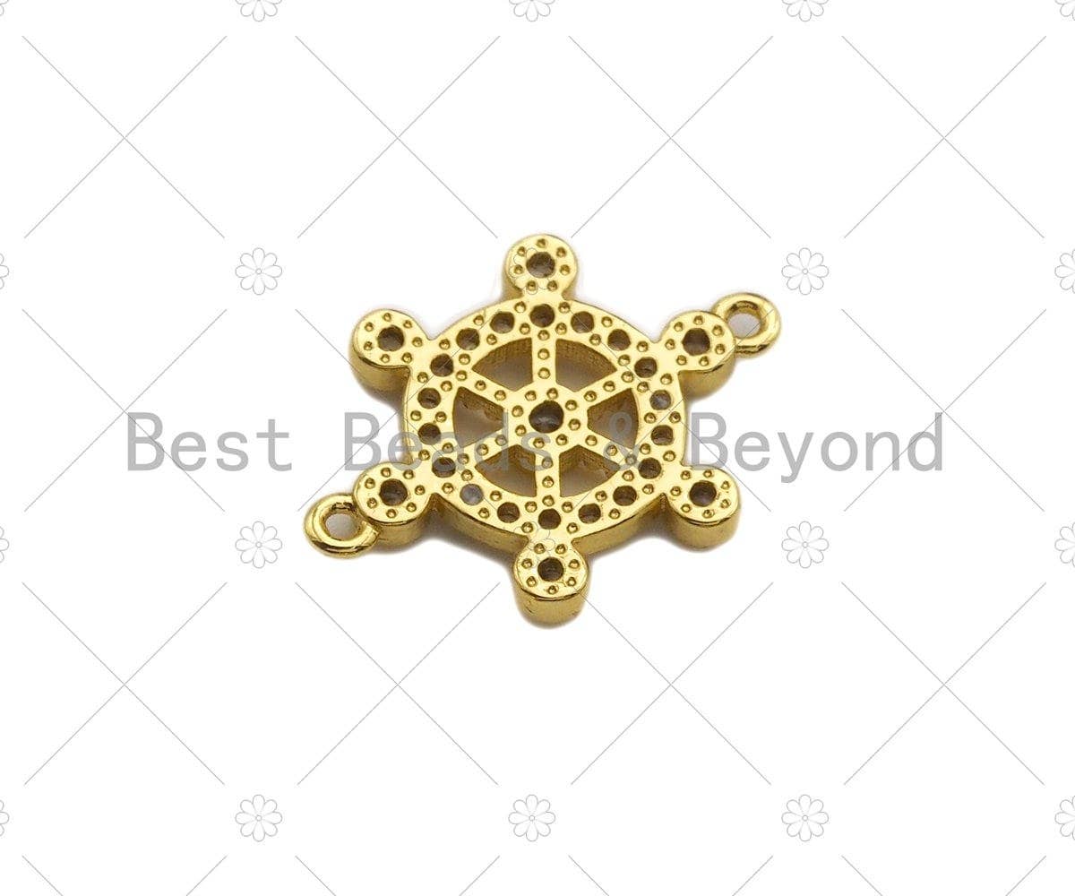 Ship Steering Wheel Shape Connector, Ship's Wheel Pendant,  Steering Wheel Pendant, Sailor's Amulet,  Sailor's Jewelry ,17x23 mm, Sku#LK88