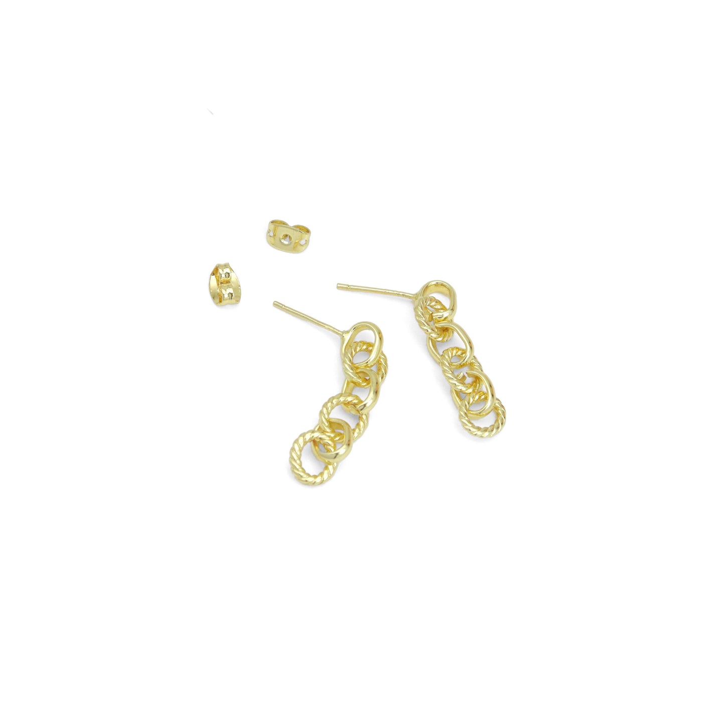 Gold Oval Link Chain Earrings, Sku#LK1014