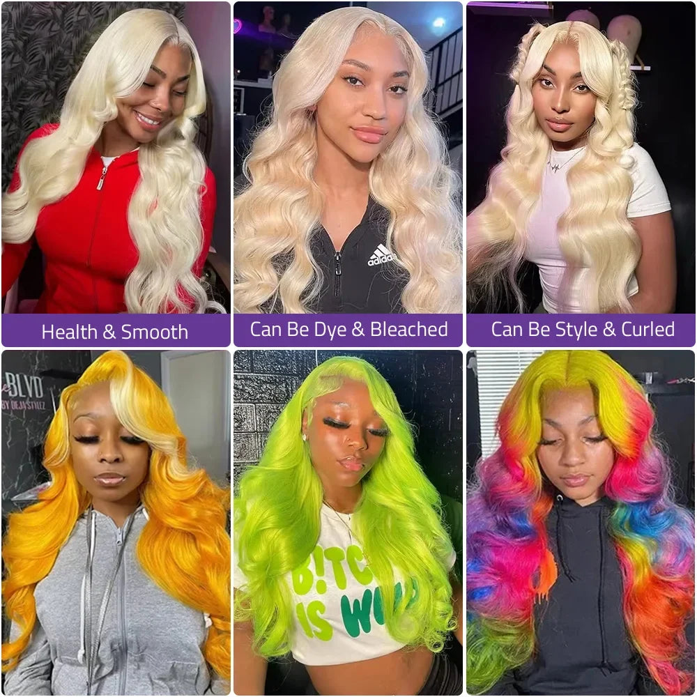 613 Blonde Body Wave Lace Frontal Wig Human Hair 220 Density 13x4 13x6 HD Transparent Lace Front Brazilian Pre Plucked Wigs