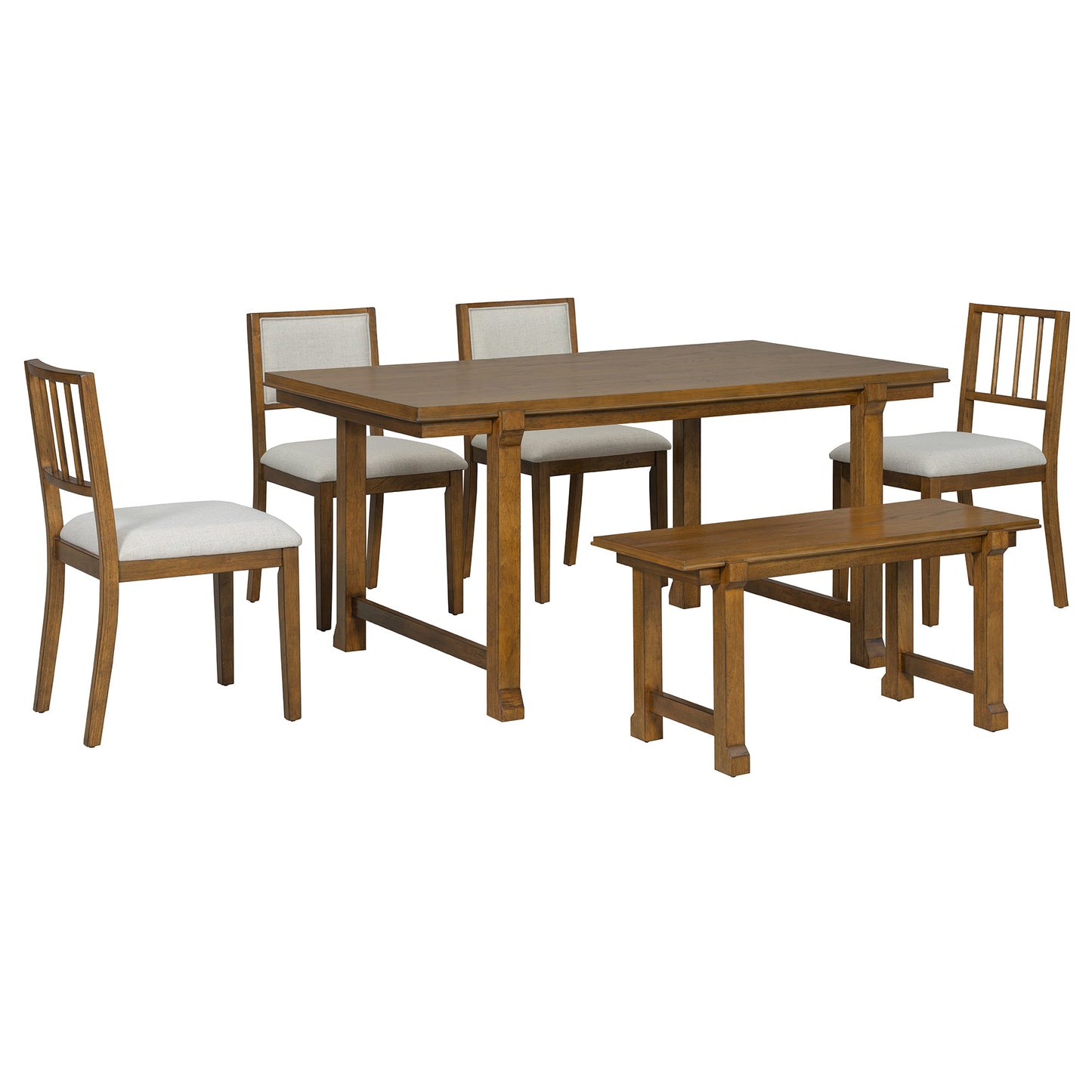 TREXM 6-Piece Farmhouse Dining Set for 6