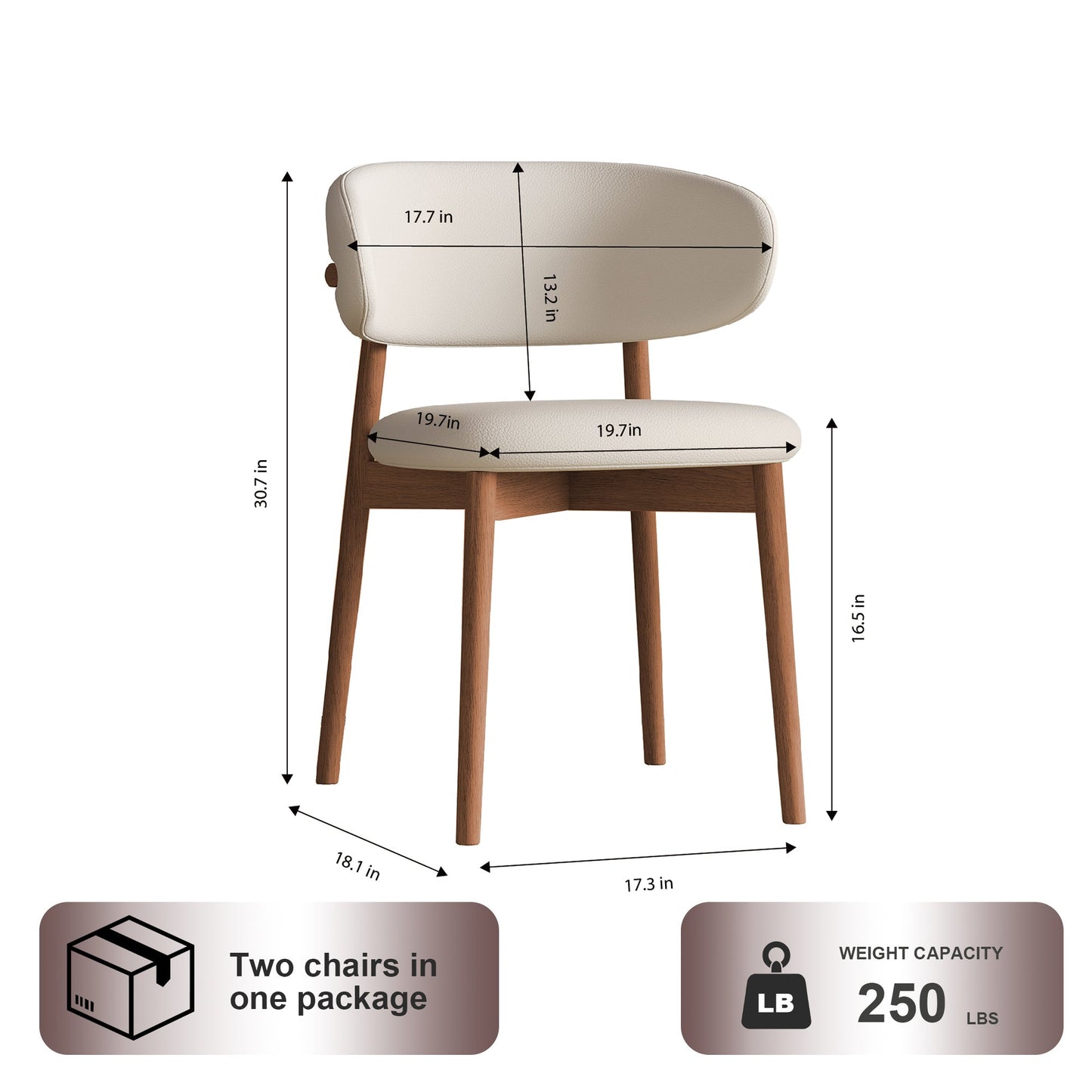 Mid-Century Modern Wood Feet Dining Chair Set of 2