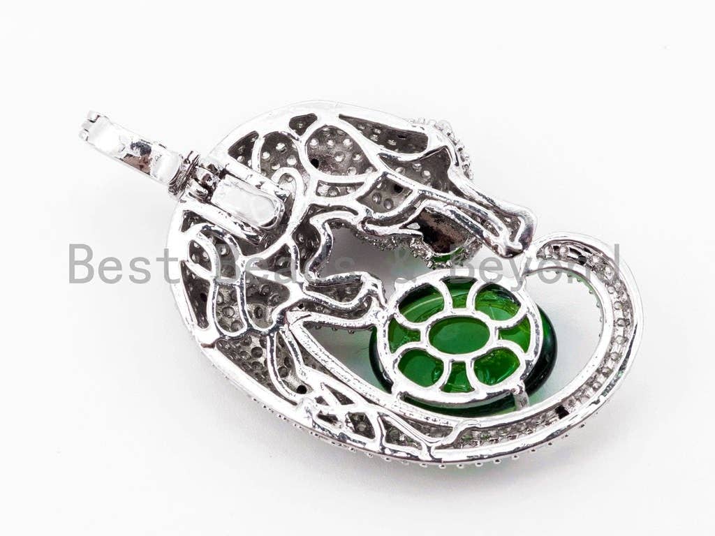 CZ Micro Pave Leopard with Big oval stone, SKU#L239