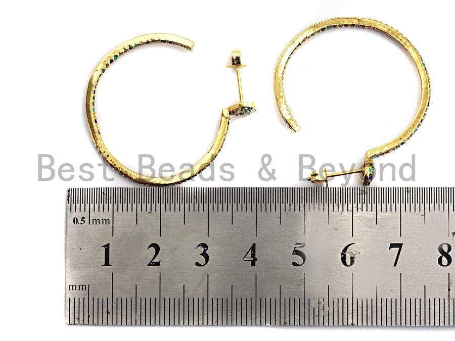 Colorful CZ Large Hoop Earrings, Sku#J125