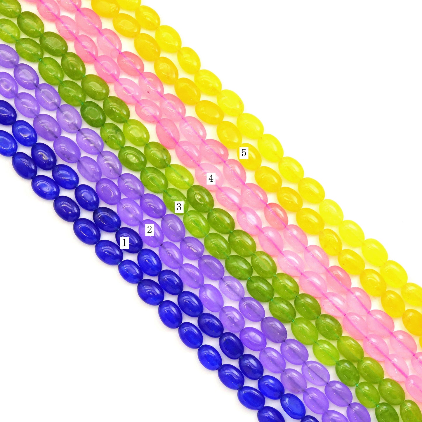 Flat Oval Jade Smooth Beads, Sku#U1948