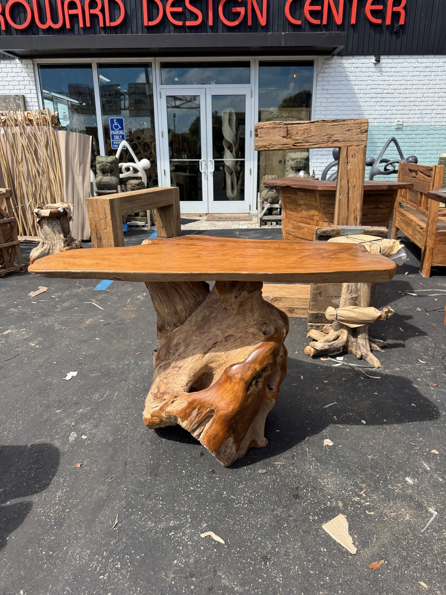 Teak Root Slab Top Bar Table XL (B)