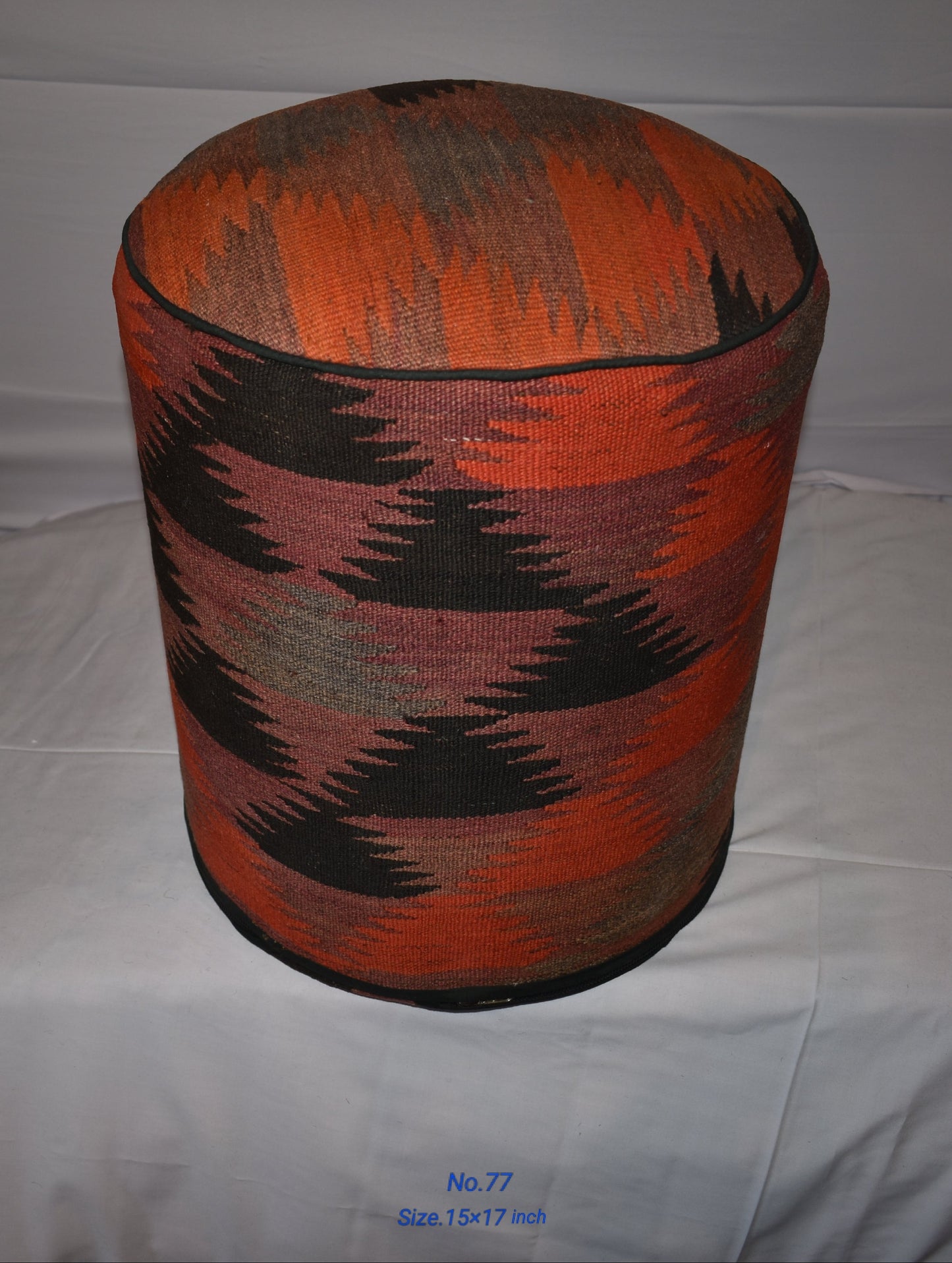 One of a Kind Kilim Rug Pouf Ottoman foot stool - #77