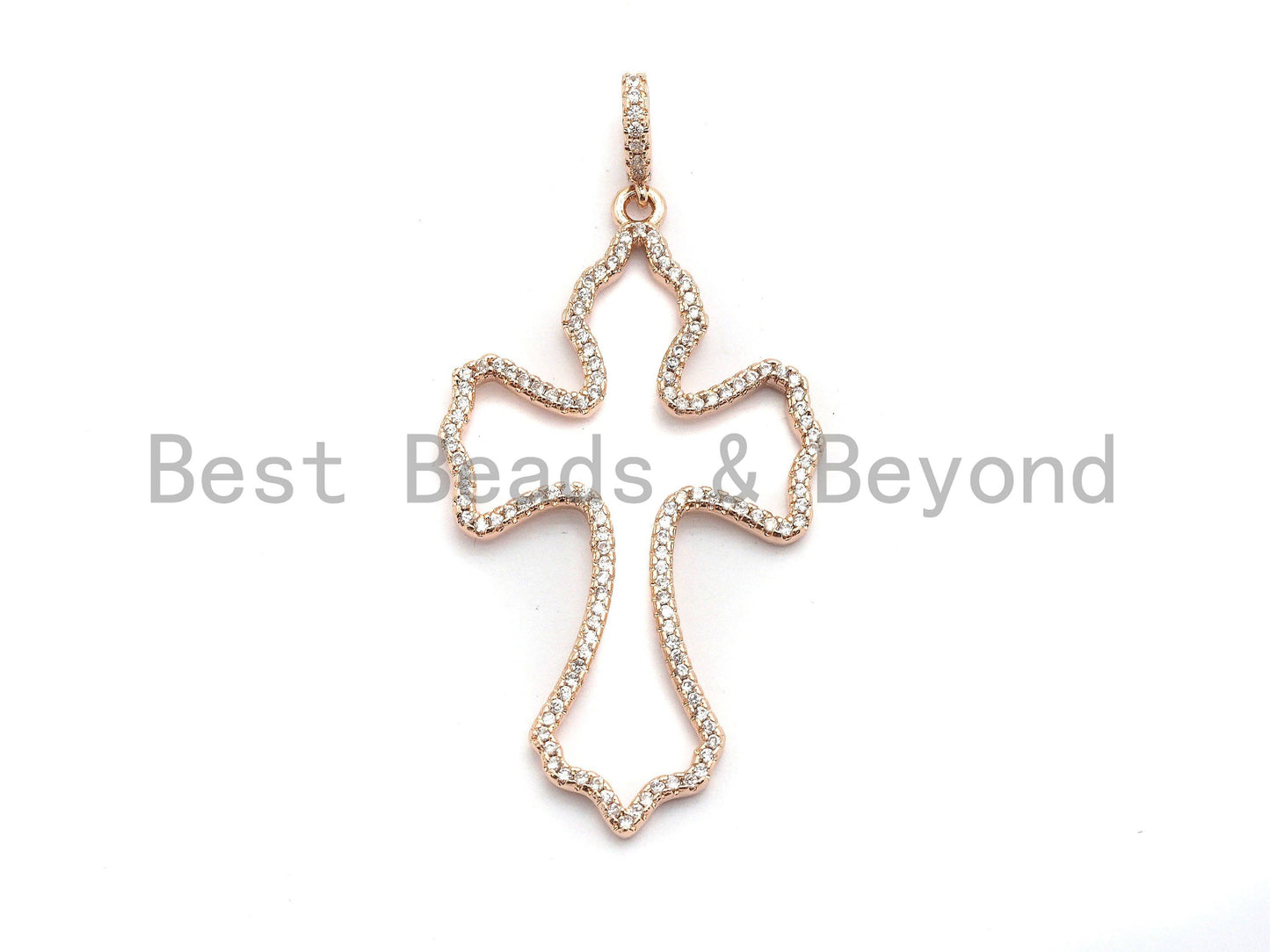CZ Micro Pave Large Hollow out Cross Pendant/Focal, Cubic Zirconia Paved Charm, Necklace Bracelet Charm Pendant, 31x52mm,sku#F671