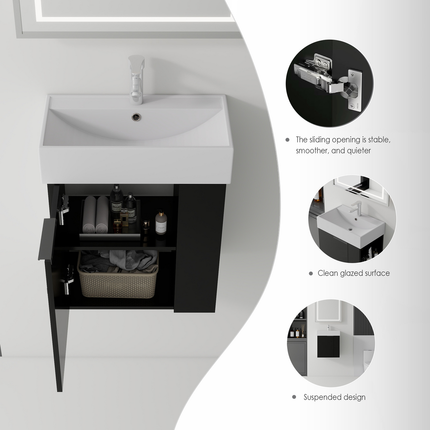 21.6" Floating Bathroom Vanity Combo