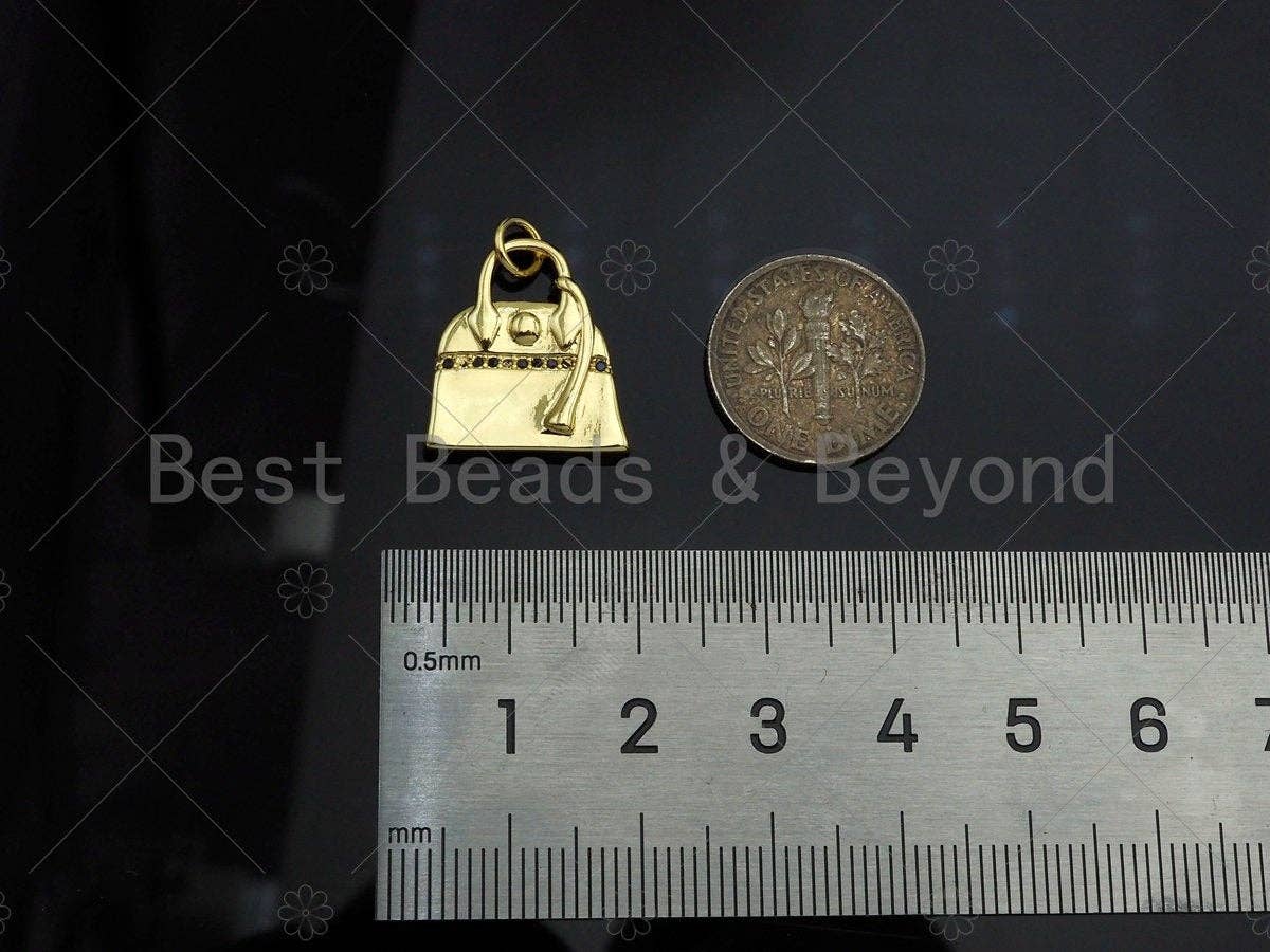 18K Dainty Gold Fashion Bag Shape Pendant/Charm,Gold Bag Medallion Charm, Necklace Bracelet Charm Pendant,18x17mm, Sku#LK232